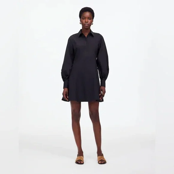 Madewell size 6 Seamed Long-Sleeve Mini Shirtdress in Poplin sz 6 - NV025 - Picture 6 of 9